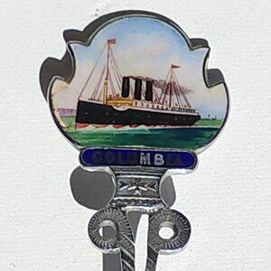 ANTIQUE STIRLING SILVER COLUMBIA SHIP Collector spoon 1909